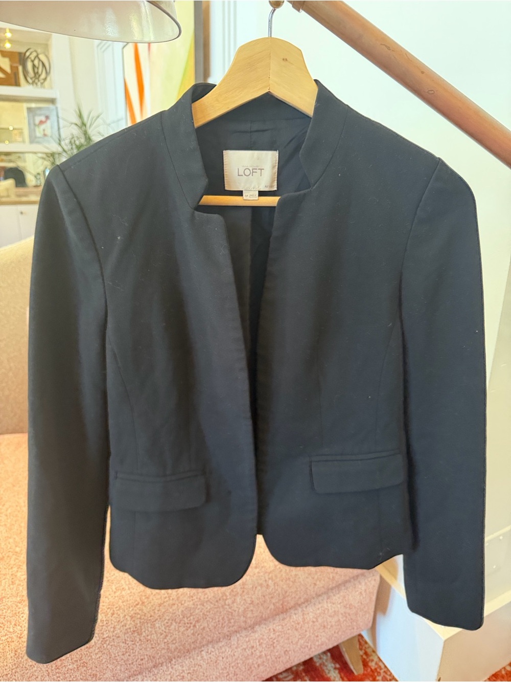 LOFT Women's Black Collarless Tailored Blazer